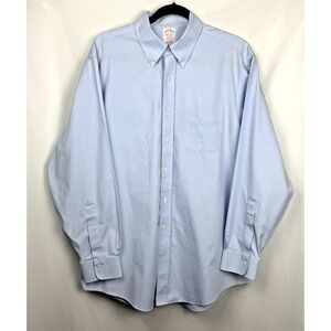 Brooks Brothers Madison Non-Iron 16 34 Blue Oxford Supima Cotton Men Dress Shirt